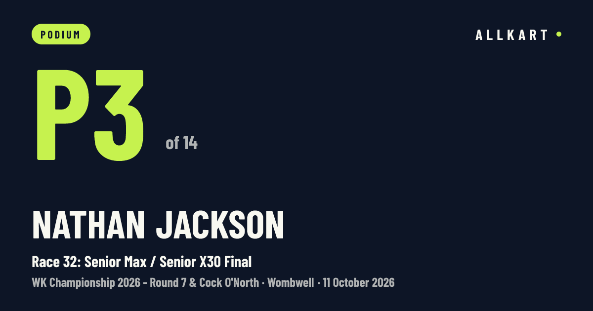 Nathan Jackson: P3 of 14 in Race 32: Senior Max / Senior X30 Final at Wombwell