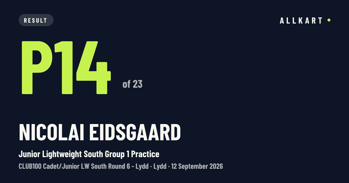 Nicolai Eidsgaard: P14 of 23 in Junior Lightweight South Group 1 Practice at Lydd