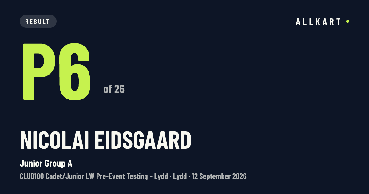 Nicolai Eidsgaard: P6 of 26 in Junior Group A at Lydd