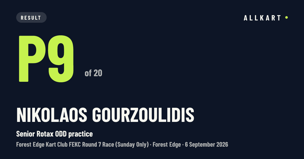 Nikolaos Gourzoulidis: P9 of 20 in Senior Rotax ODD practice at Forest Edge