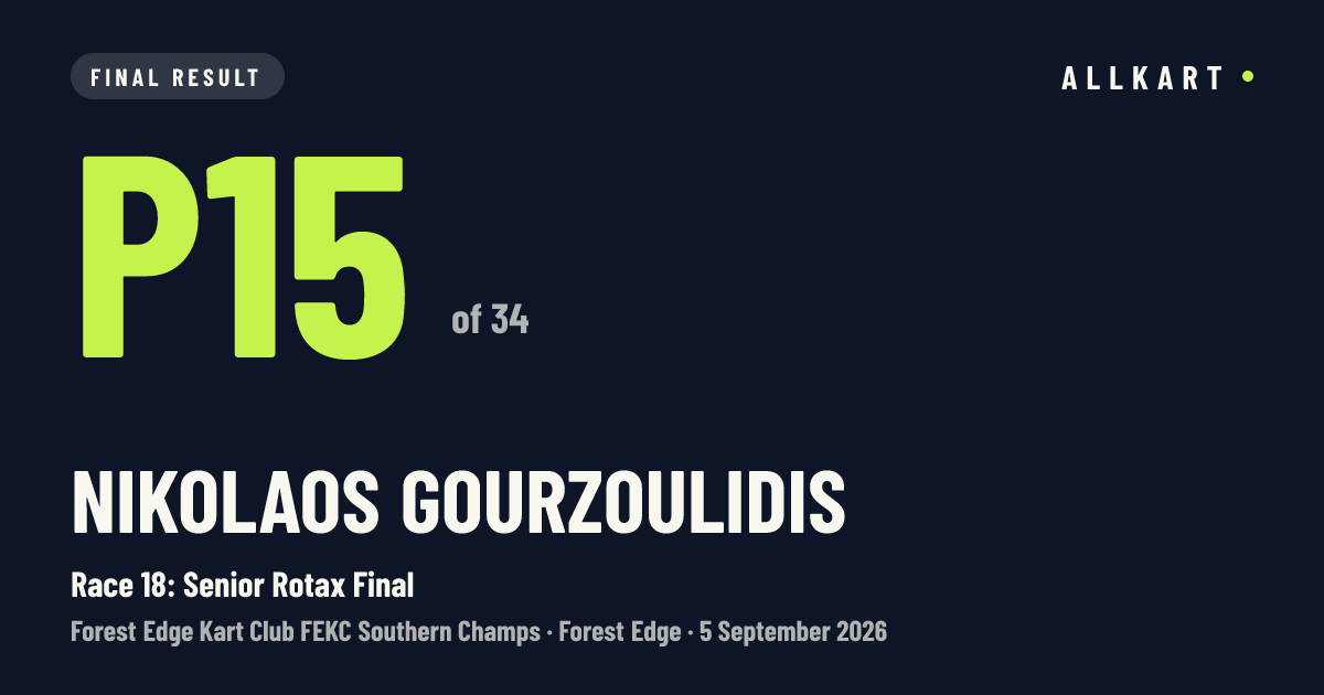 Nikolaos Gourzoulidis: P15 of 34 in Race 18: Senior Rotax Final at Forest Edge