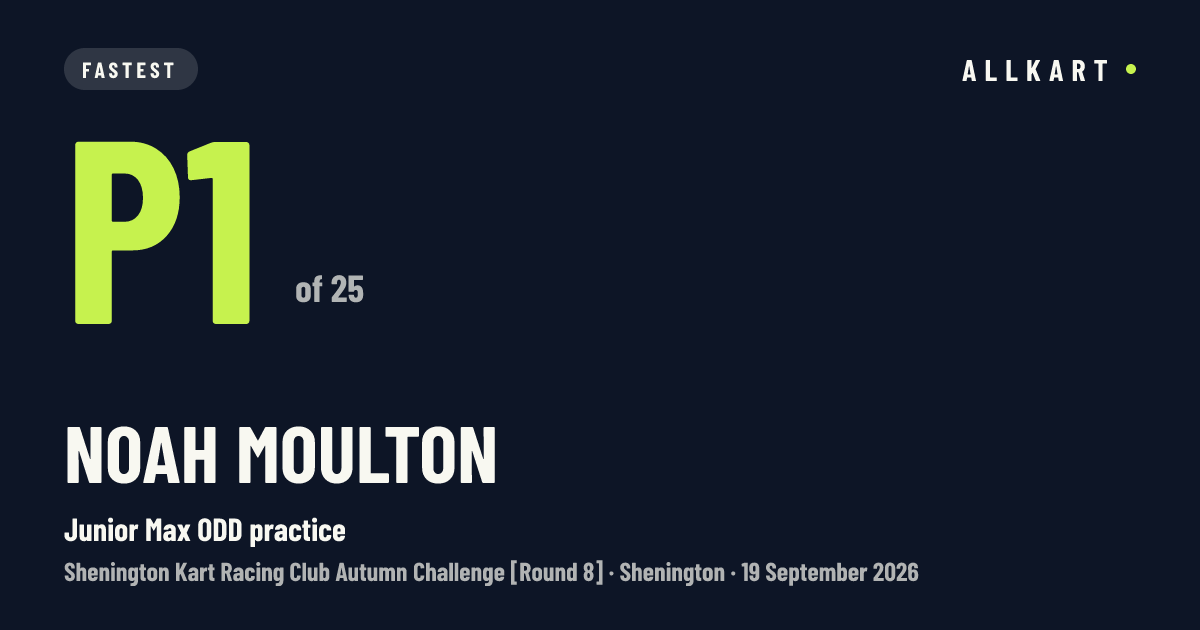 Noah Moulton: P1 of 25 in Junior Max ODD practice at Shenington
