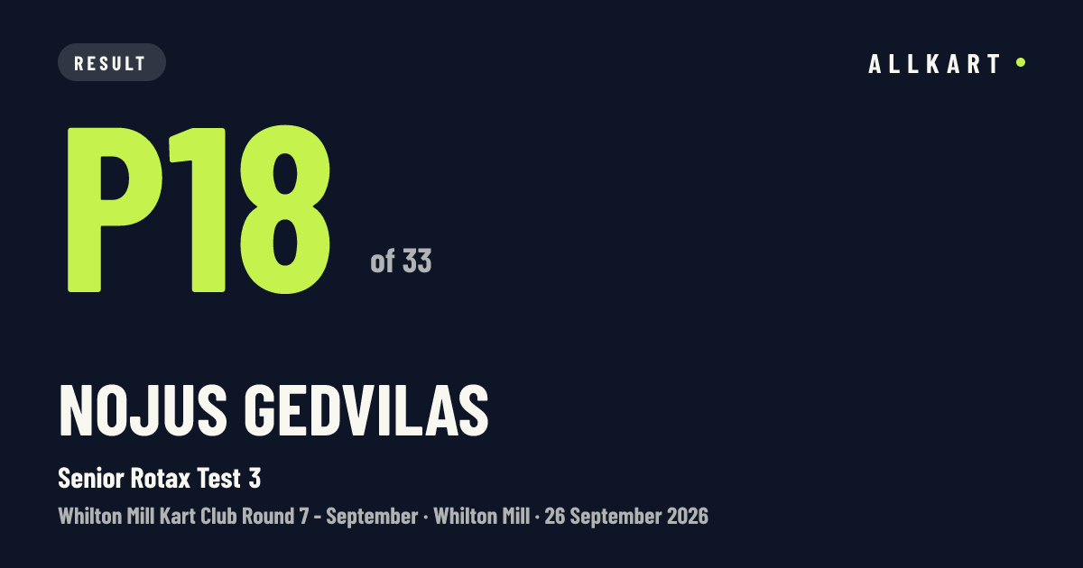 Nojus GEDVILAS: P18 of 33 in Senior Rotax Test 3 at Whilton Mill