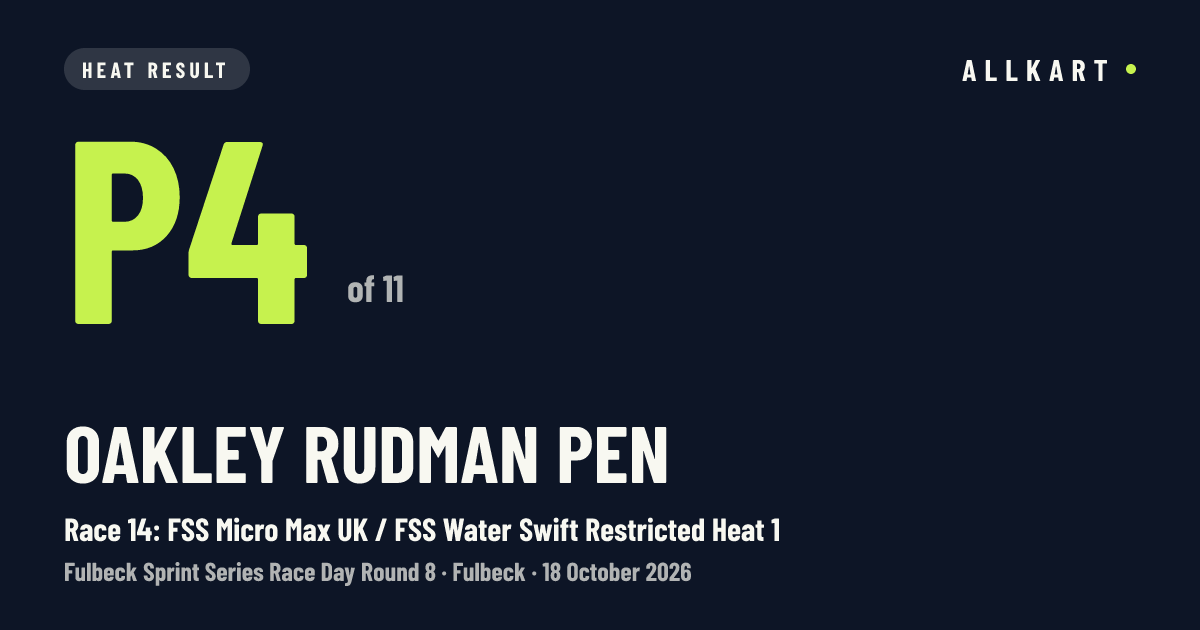 Oakley Rudman pen: P4 of 11 in Race 14: FSS Micro Max UK / FSS Water Swift Restricted Heat 1 at Fulbeck