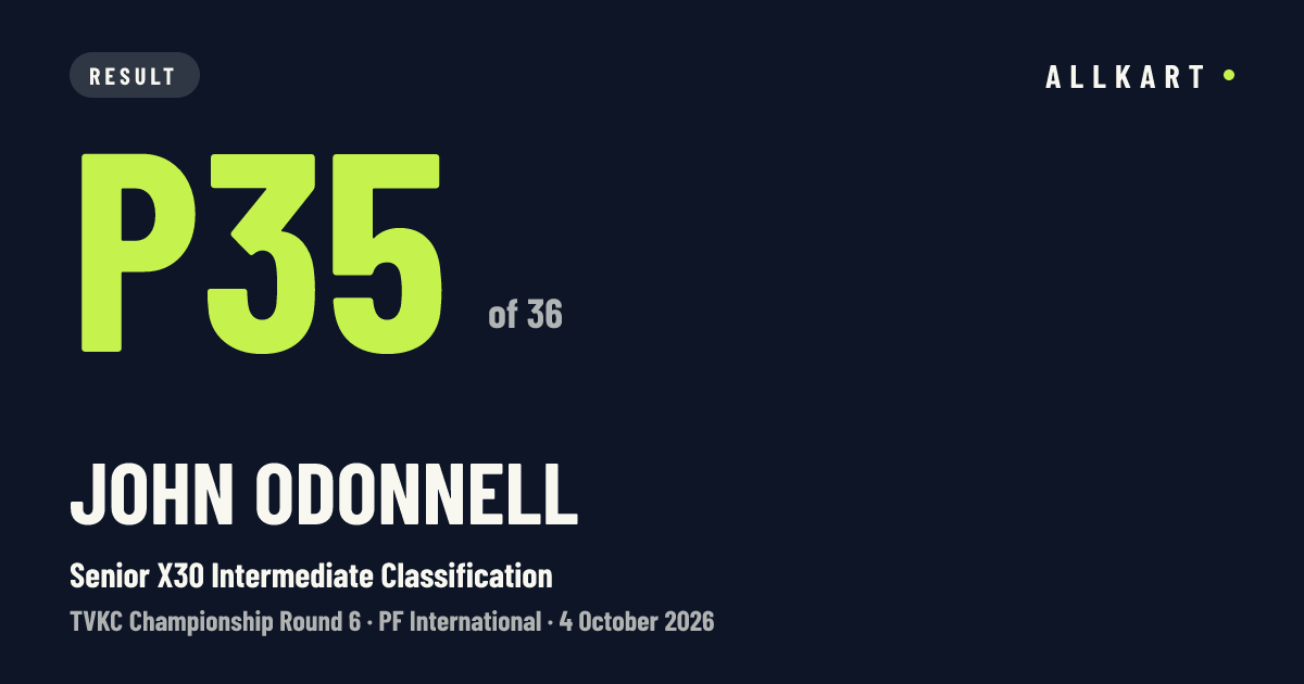 John Odonnell: P35 of 36 in Senior X30 Intermediate Classification at PF International