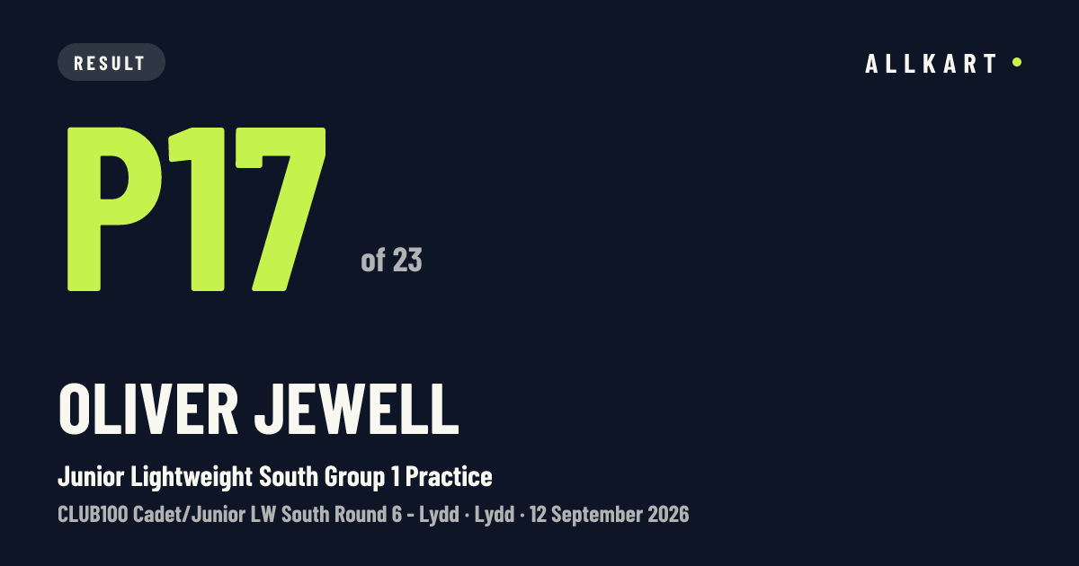 Oliver Jewell: P17 of 23 in Junior Lightweight South Group 1 Practice at Lydd