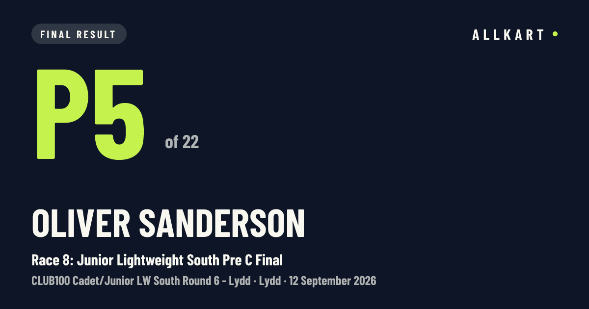 Oliver Sanderson: P5 of 22 in Race 8: Junior Lightweight South Pre C Final at Lydd