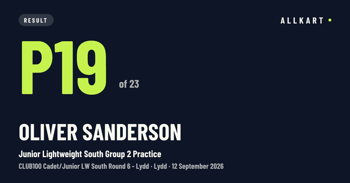 Oliver Sanderson: P19 of 23 in Junior Lightweight South Group 2 Practice at Lydd