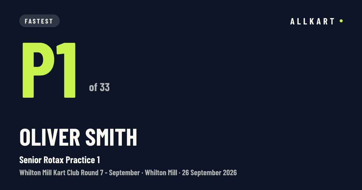 Oliver Smith: P1 of 33 in Senior Rotax Practice 1 at Whilton Mill