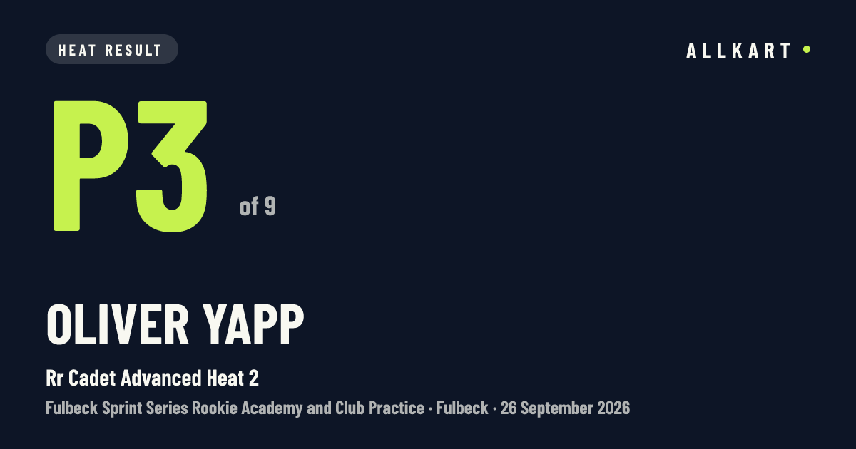 Oliver Yapp: P3 of 9 in Rr Cadet Advanced Heat 2 at Fulbeck