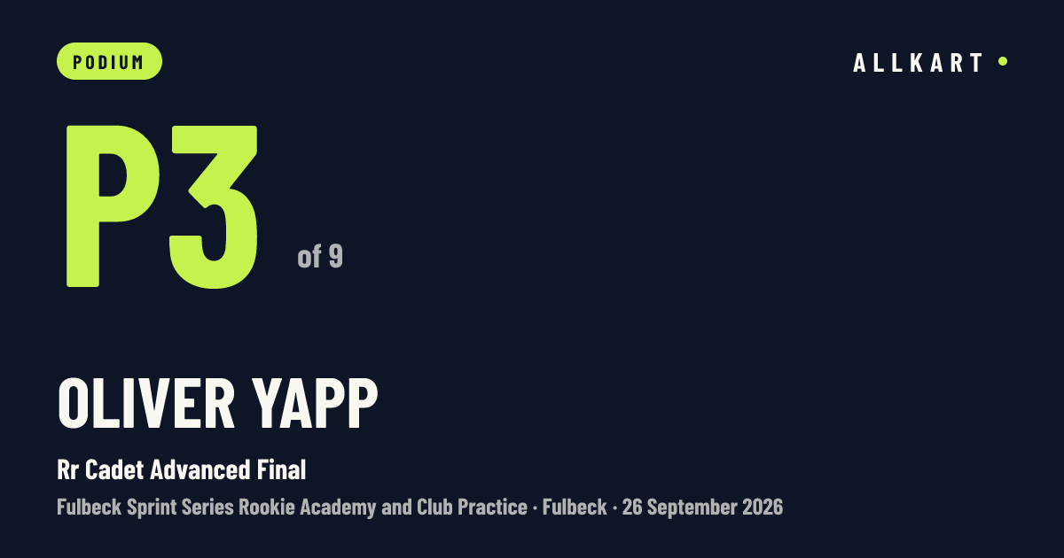Oliver Yapp: P3 of 9 in Rr Cadet Advanced Final at Fulbeck