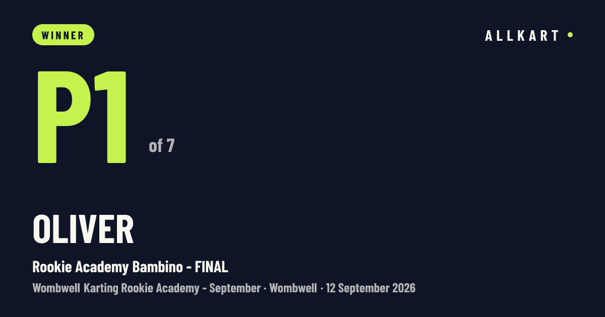Oliver: P1 of 7 in Rookie Academy Bambino - FINAL at Wombwell