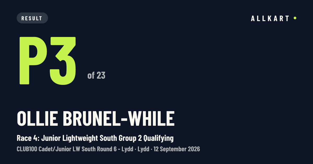 Ollie Brunel-while: P3 of 23 in Race 4: Junior Lightweight South Group 2 Qualifying at Lydd