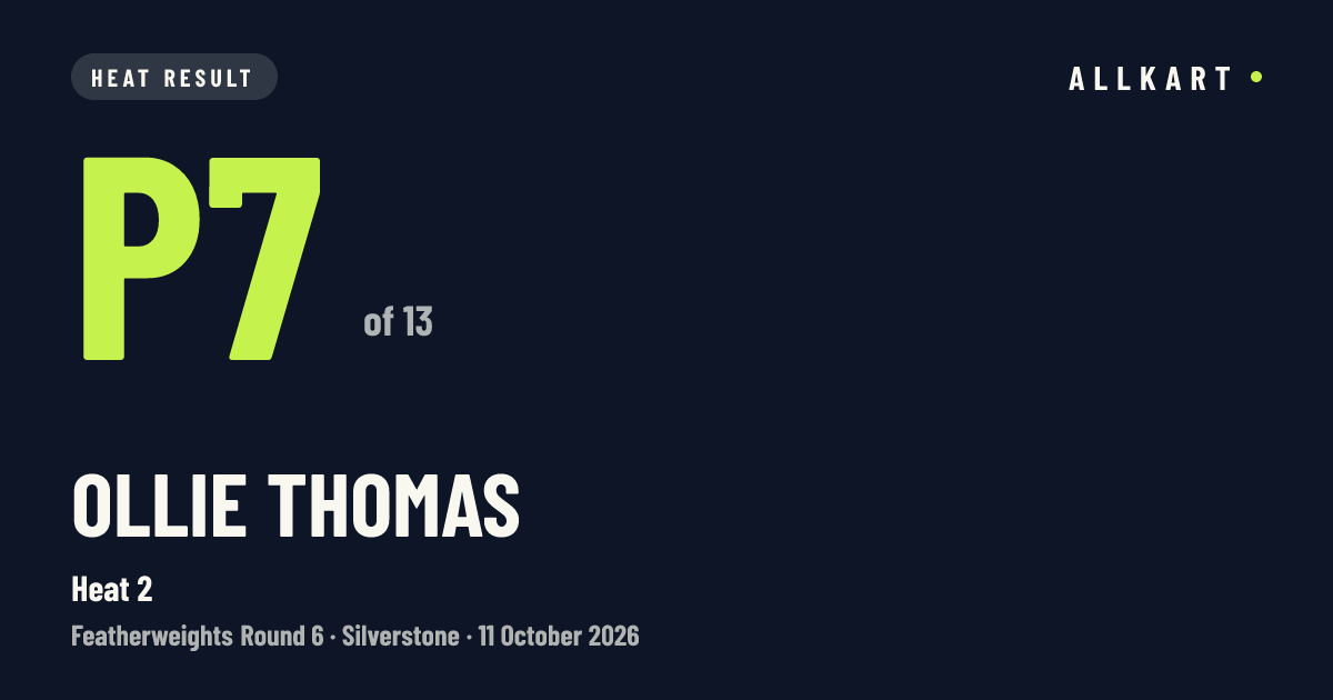 Ollie Thomas: P7 of 13 in Heat 2 at Silverstone
