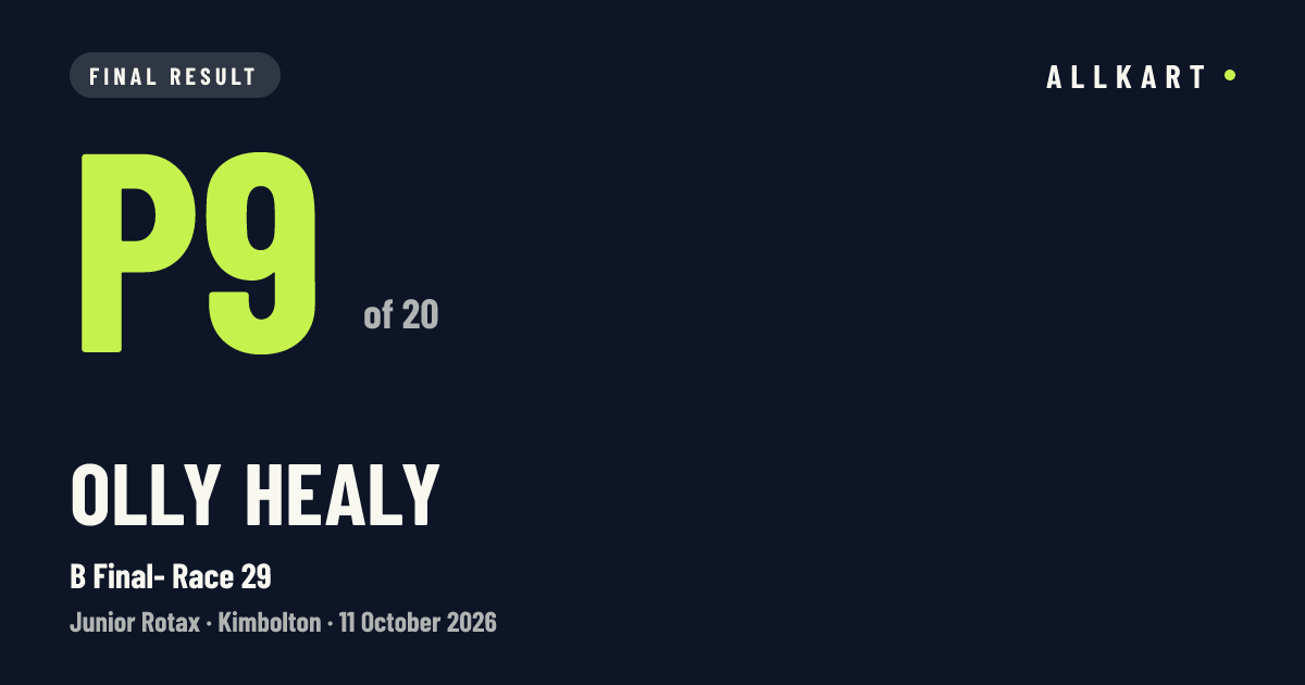 Olly Healy: P9 of 20 in B Final- Race 29 at Kimbolton