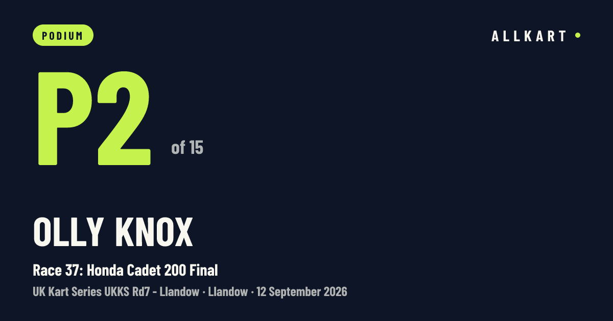 Olly Knox: P2 of 15 in Race 37: Honda Cadet 200 Final at Llandow