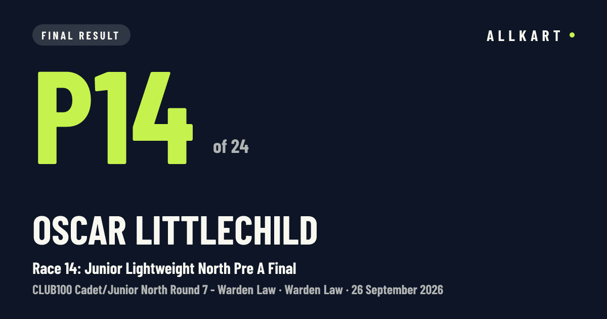 Oscar Littlechild: P14 of 24 in Race 14: Junior Lightweight North Pre A Final at Warden Law