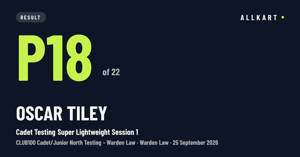 Oscar Tiley: P18 of 22 in Cadet Testing Super Lightweight Session 1 at Warden Law