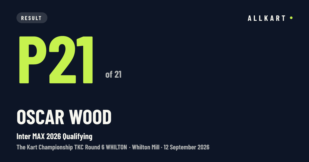 Oscar Wood: P21 of 21 in Inter MAX 2026 Qualifying at Whilton Mill