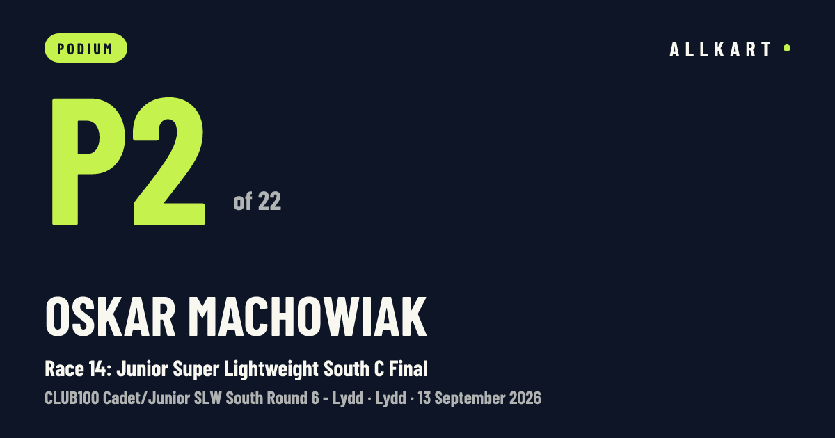 Oskar Machowiak: P2 of 22 in Race 14: Junior Super Lightweight South C Final at Lydd