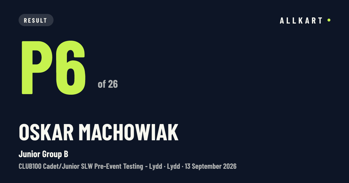 Oskar Machowiak: P6 of 26 in Junior Group B at Lydd