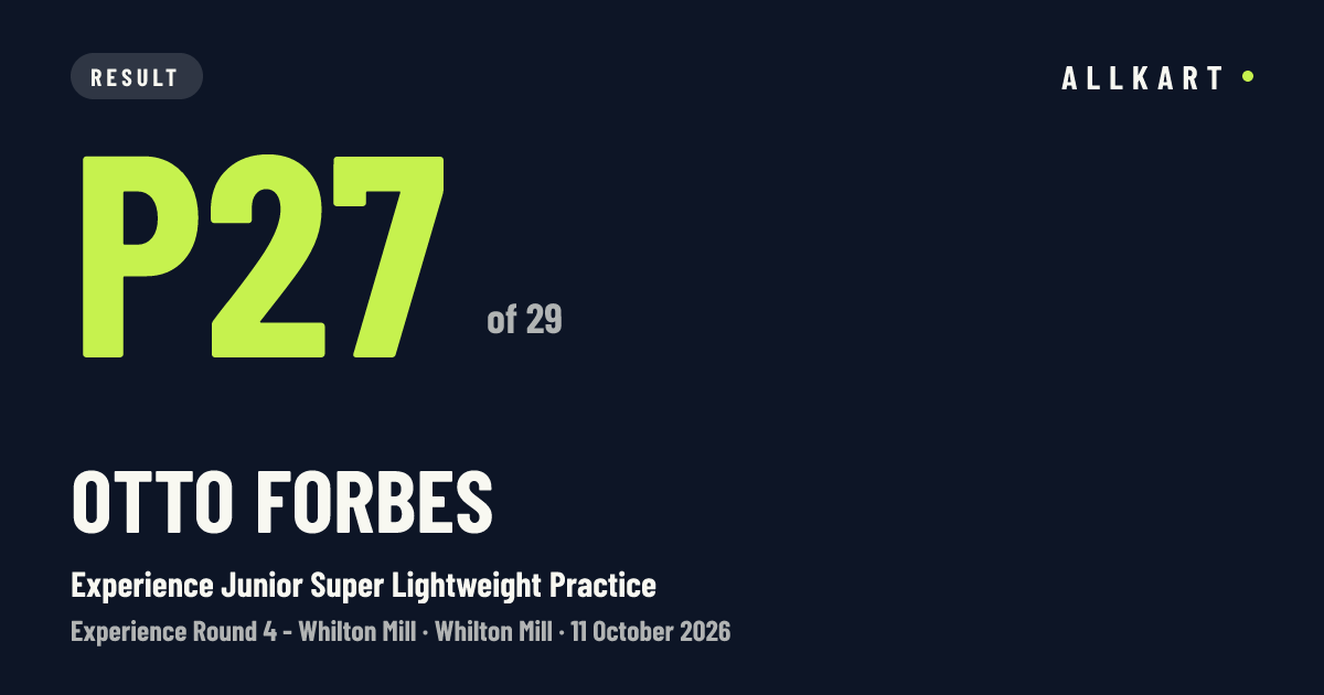 Otto Forbes: P27 of 29 in Experience Junior Super Lightweight Practice at Whilton Mill