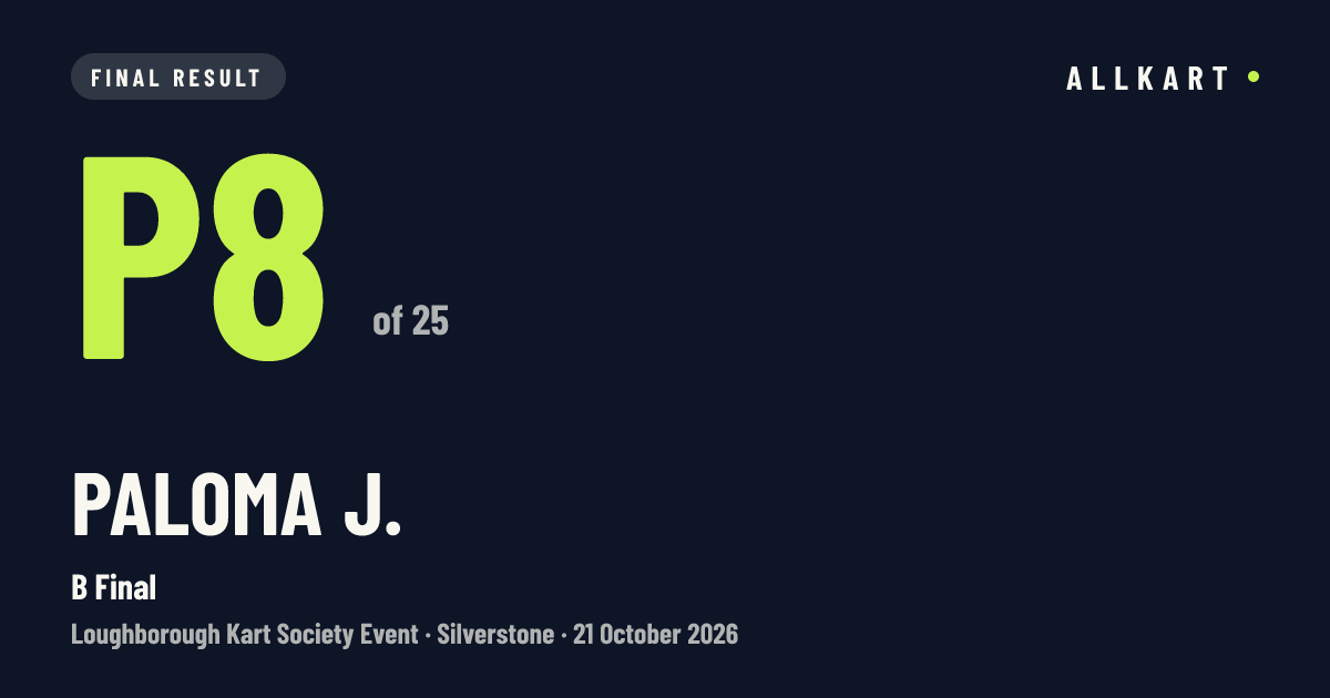 Paloma J.: P8 of 25 in B Final at Silverstone