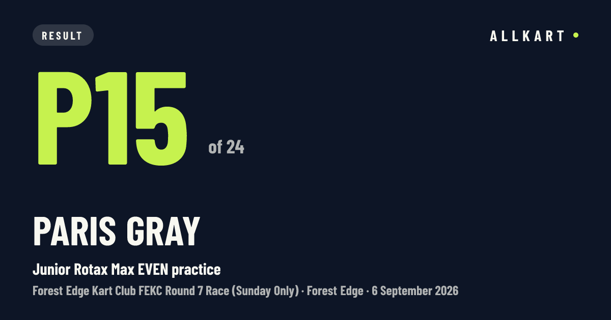 Paris Gray: P15 of 24 in Junior Rotax Max EVEN practice at Forest Edge