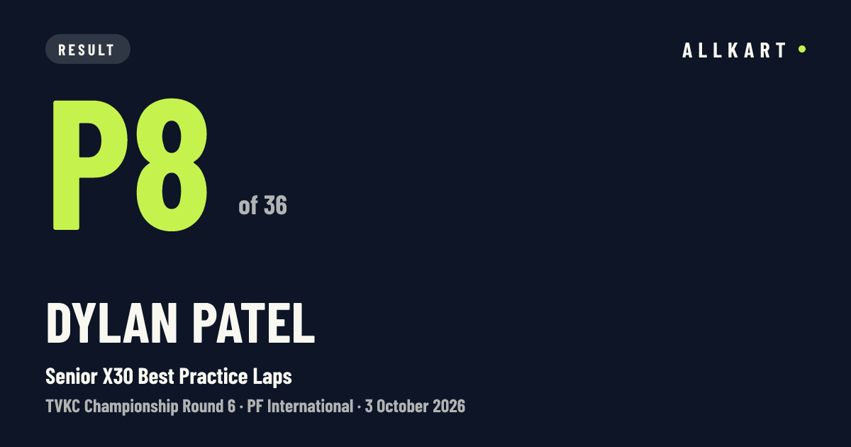 Dylan Patel: P8 of 36 in Senior X30 Best Practice Laps at PF International