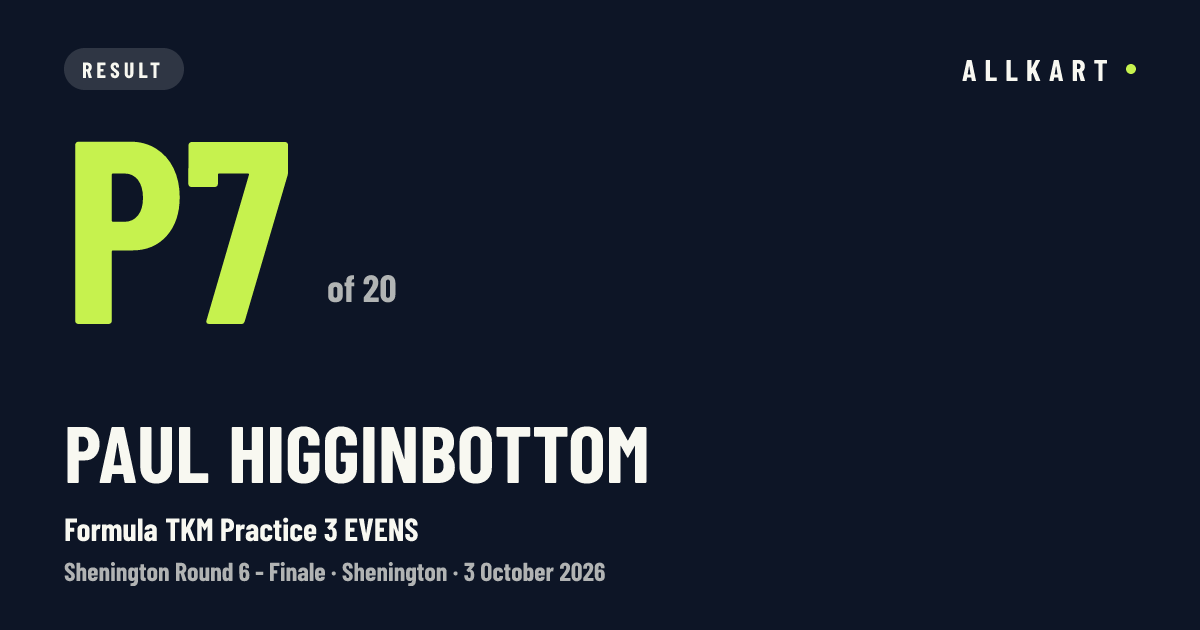 Paul Higginbottom: P7 of 20 in Formula TKM Practice 3 EVENS at Shenington