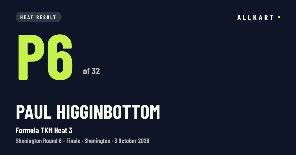 Paul Higginbottom: P6 of 32 in Formula TKM Heat 3 at Shenington