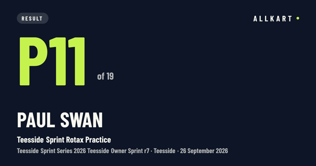 Paul Swan: P11 of 19 in Teesside Sprint Rotax Practice at Teesside