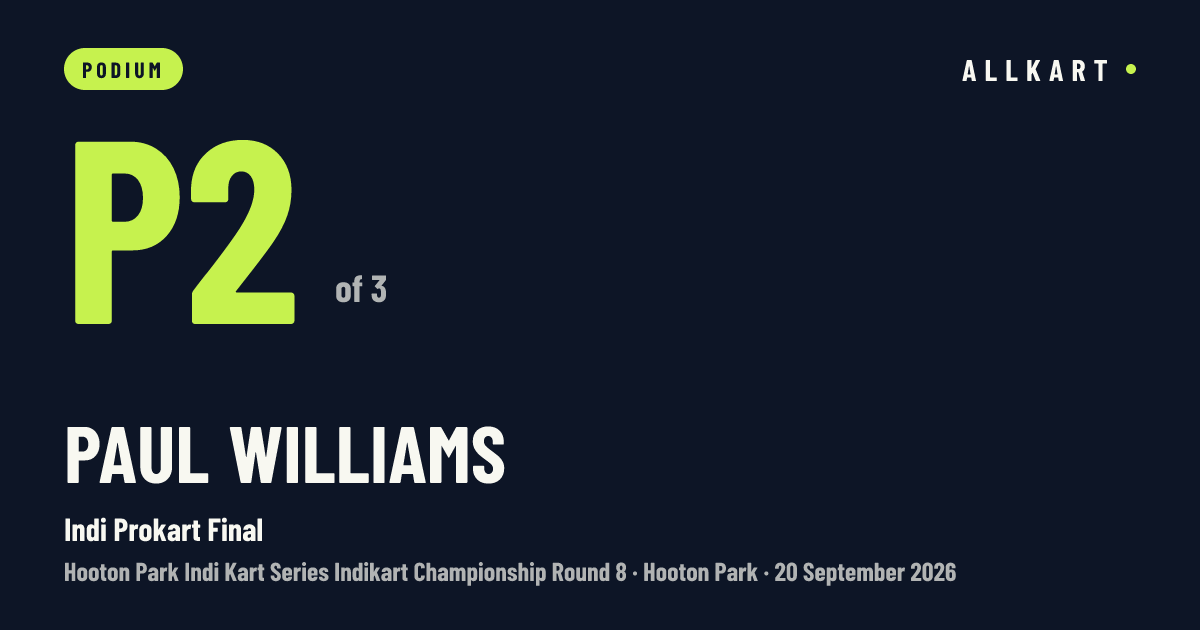 Paul Williams: P2 of 3 in Indi Prokart Final at Hooton Park