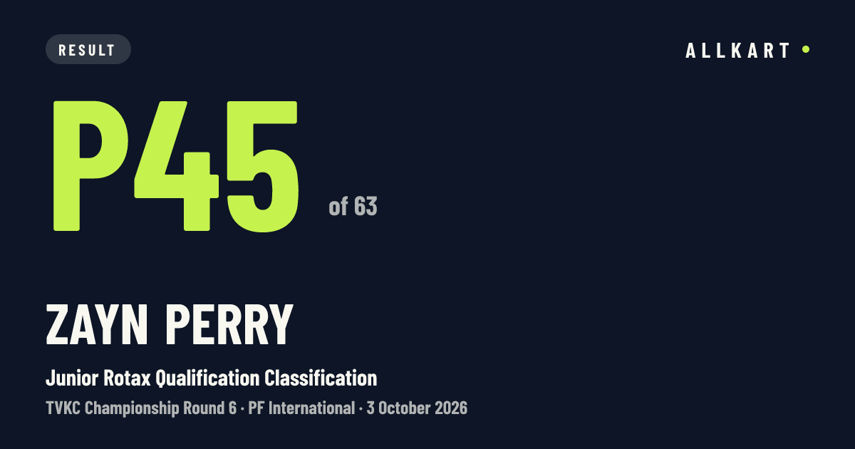 Zayn Perry: P45 of 63 in Junior Rotax Qualification Classification at PF International