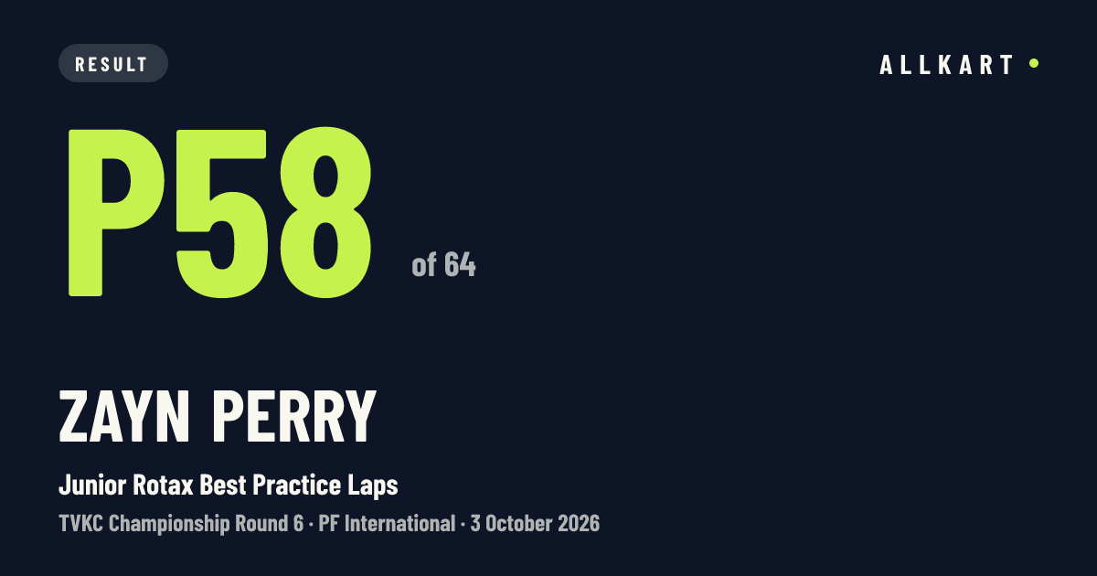 Zayn Perry: P58 of 64 in Junior Rotax Best Practice Laps at PF International
