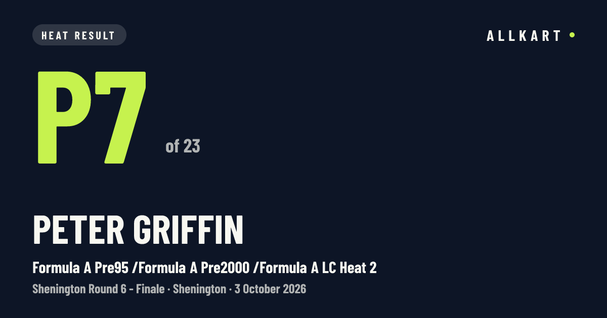 Peter Griffin: P7 of 23 in Formula A Pre95 /Formula A Pre2000 /Formula A LC Heat 2 at Shenington