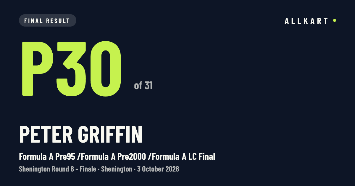 Peter Griffin: P30 of 31 in Formula A Pre95 /Formula A Pre2000 /Formula A LC Final at Shenington