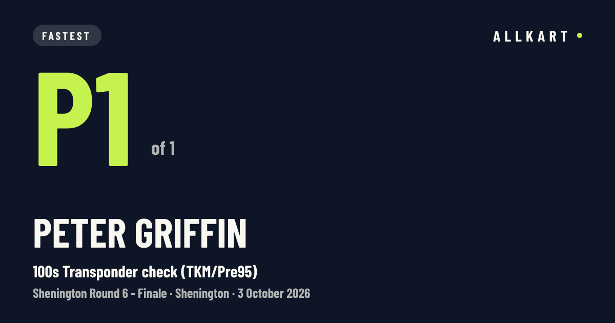 Peter Griffin: P1 of 1 in 100s Transponder check (TKM/Pre95) at Shenington