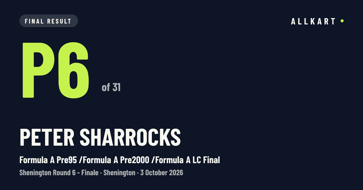 Peter Sharrocks: P6 of 31 in Formula A Pre95 /Formula A Pre2000 /Formula A LC Final at Shenington