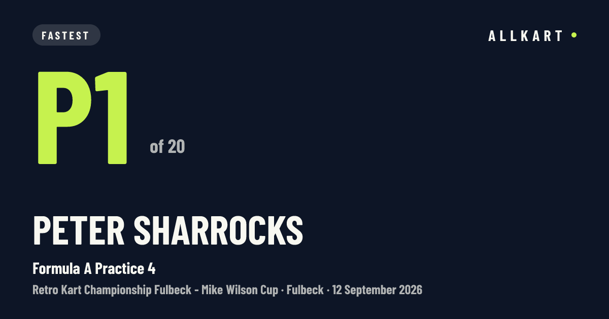 Peter Sharrocks: P1 of 20 in Formula A Practice 4 at Fulbeck