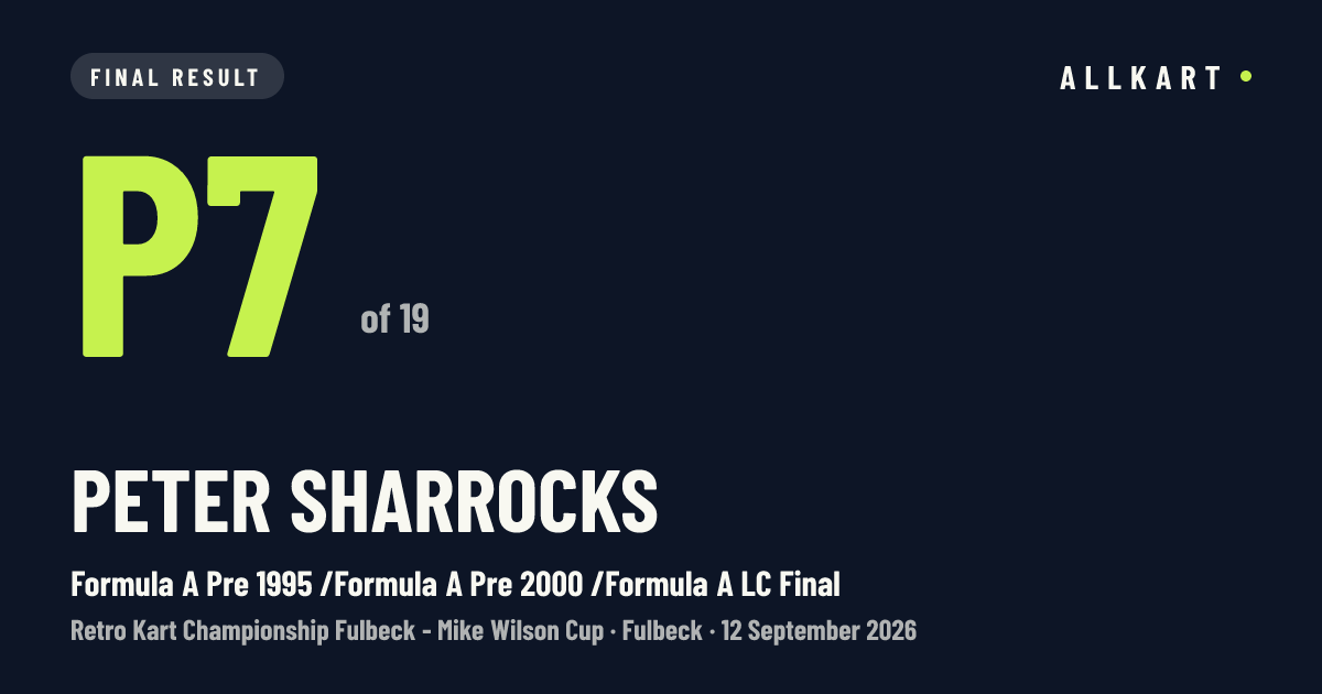 Peter Sharrocks: P7 of 19 in Formula A Pre 1995 /Formula A Pre 2000 /Formula A LC Final at Fulbeck
