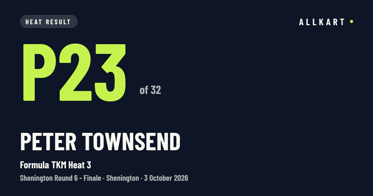 Peter Townsend: P23 of 32 in Formula TKM Heat 3 at Shenington