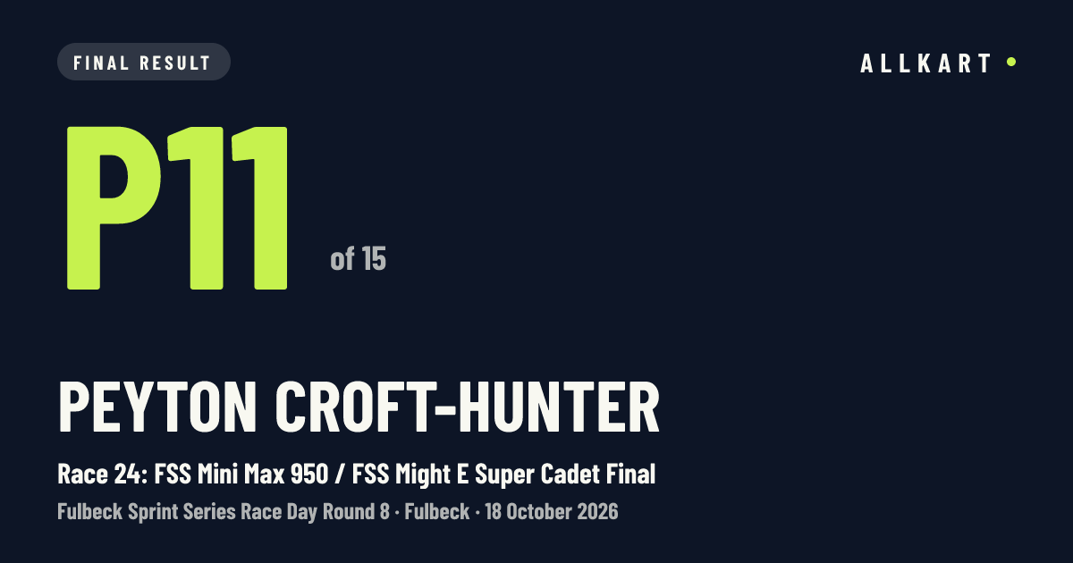Peyton Croft-Hunter: P11 of 15 in Race 24: FSS Mini Max 950 / FSS Might E Super Cadet Final at Fulbeck