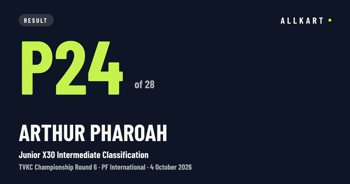 Arthur Pharoah: P24 of 28 in Junior X30 Intermediate Classification at PF International
