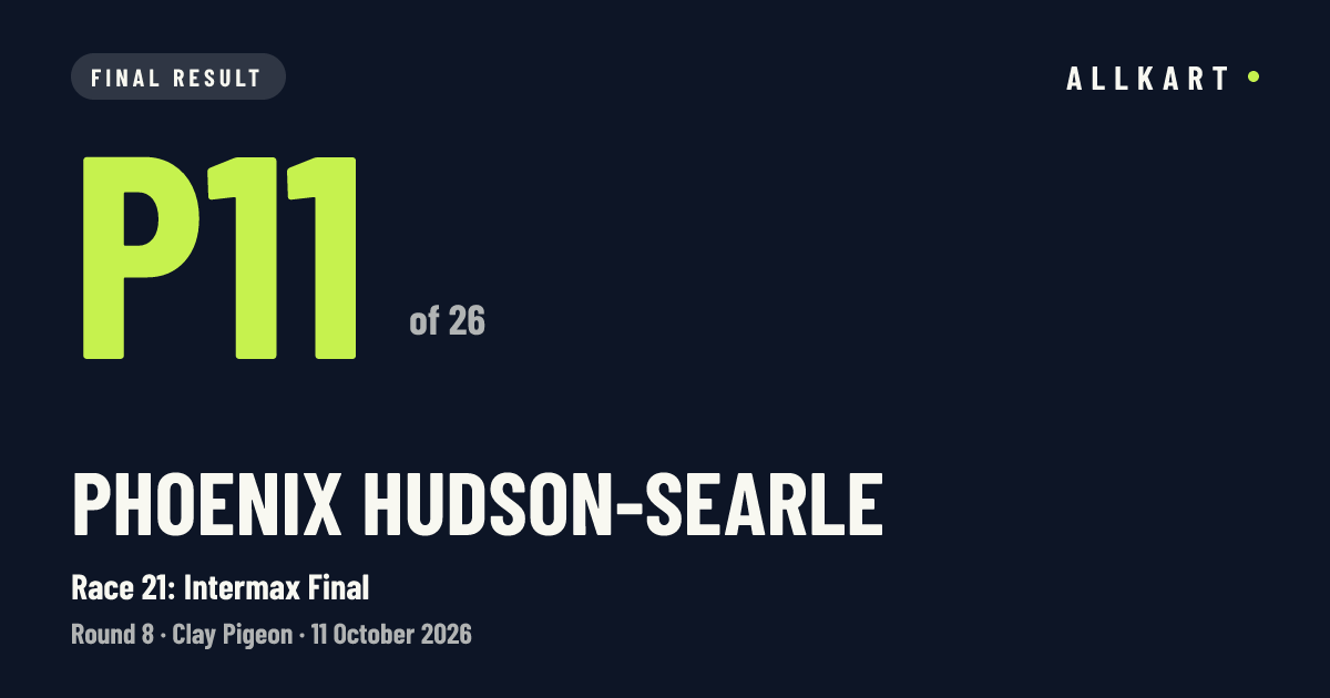 Phoenix Hudson-searle: P11 of 26 in Race 21: Intermax Final at Clay Pigeon