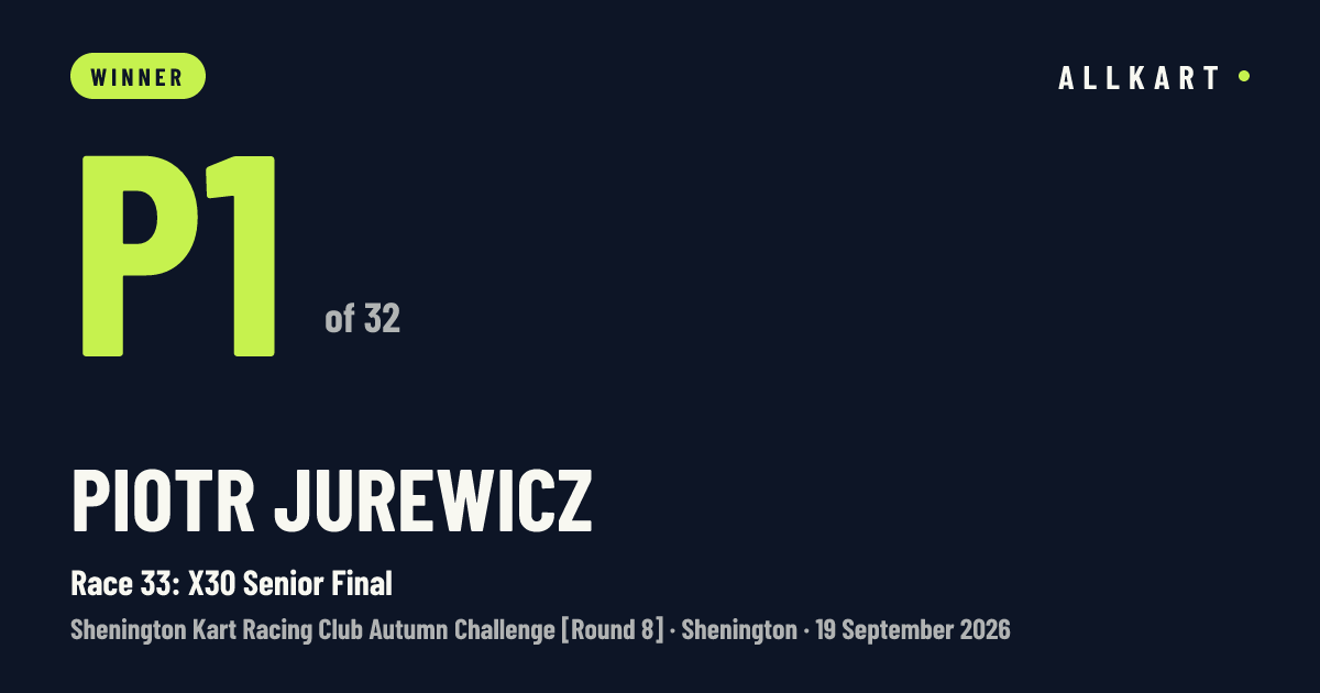 Piotr JUREWICZ: P1 of 32 in Race 33: X30 Senior Final at Shenington