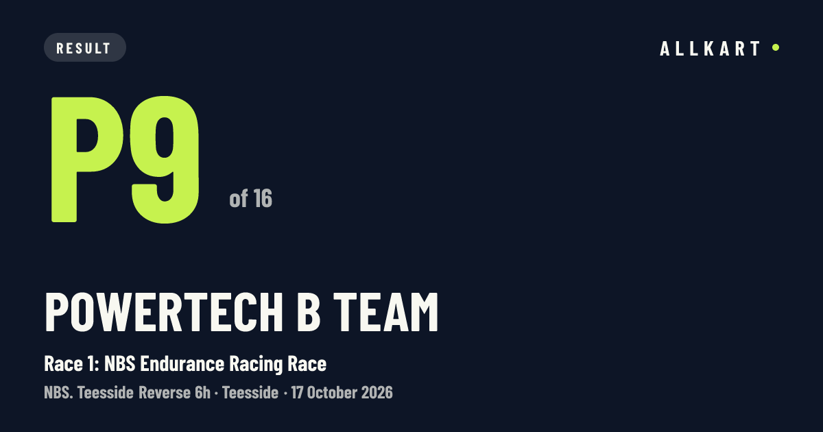 Powertech B team: P9 of 16 in Race 1: NBS Endurance Racing Race at Teesside