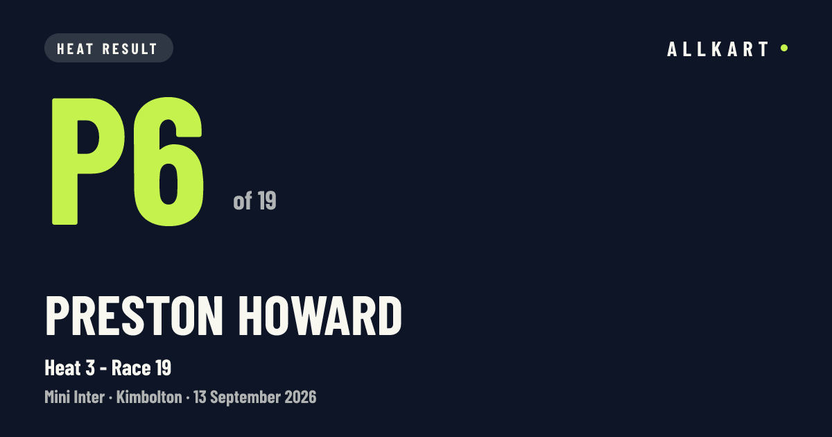 Preston HOWARD: P6 of 19 in Heat 3 - Race 19 at Kimbolton