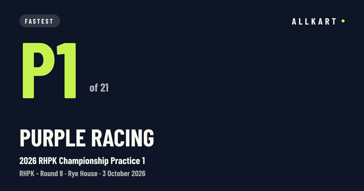 Purple Racing: P1 of 21 in 2026 RHPK Championship Practice 1 at Rye House