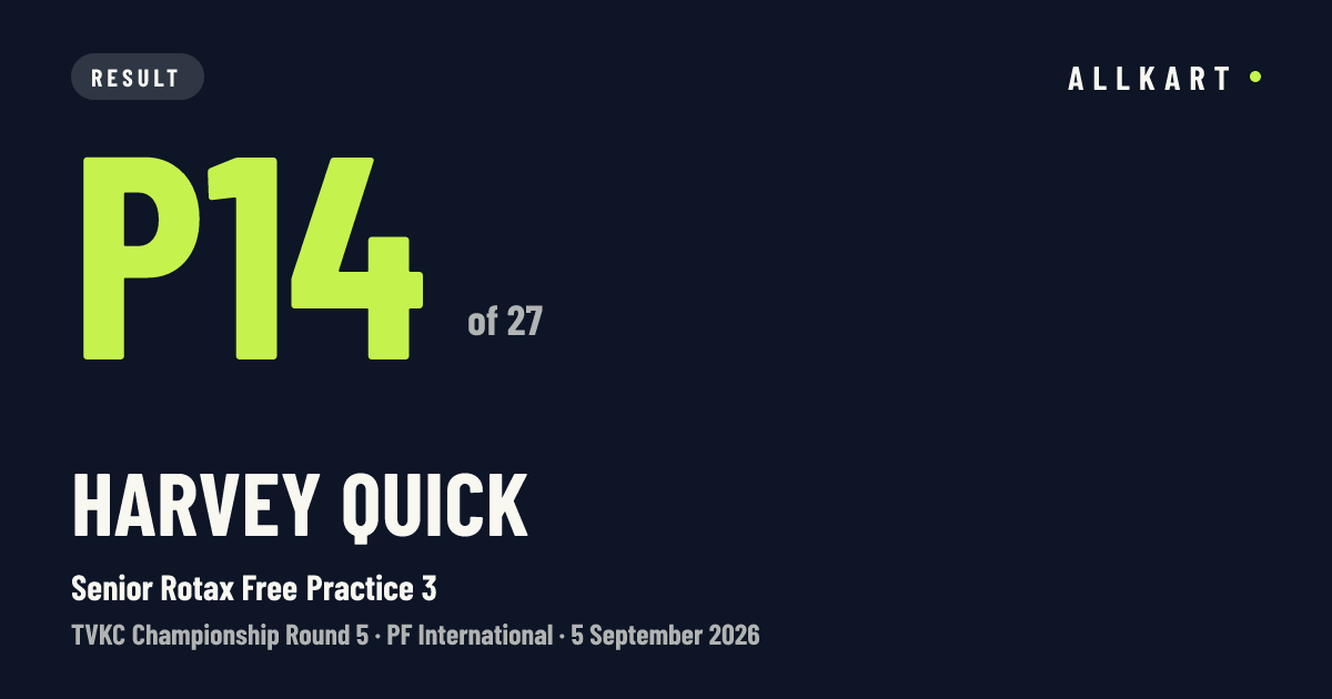 Harvey Quick: P14 of 27 in Senior Rotax Free Practice 3 at PF International